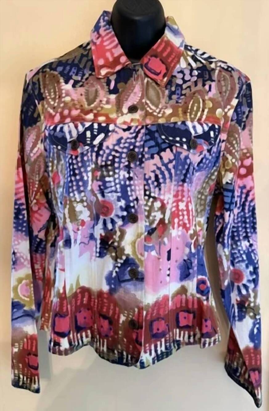 NEW ORIGINAL USA women's colorful print cotton jacket in multicolor